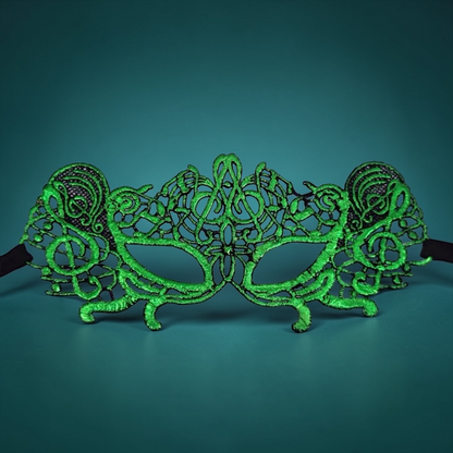 Symphony in Green – Musical Note Lace Masquerade Mask