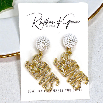 Louisiana Saints Earrings | Handmade New Orleans Saints Jewelry | NOLA Fan Earrings
