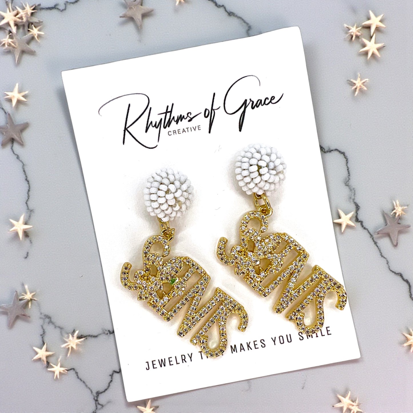 Louisiana Saints Earrings | Handmade New Orleans Saints Jewelry | NOLA Fan Earrings