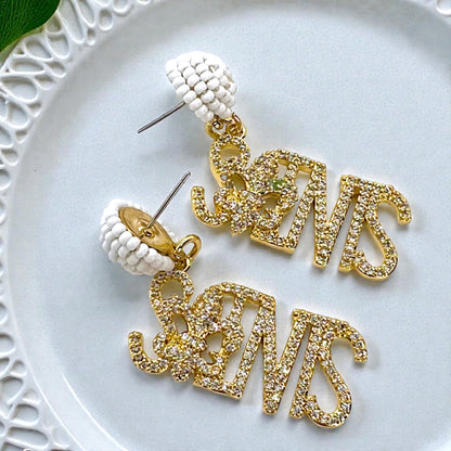 Louisiana Saints Earrings | Handmade New Orleans Saints Jewelry | NOLA Fan Earrings