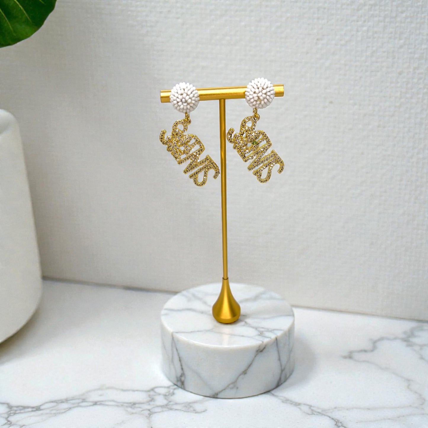 Louisiana Saints Earrings | Handmade New Orleans Saints Jewelry | NOLA Fan Earrings