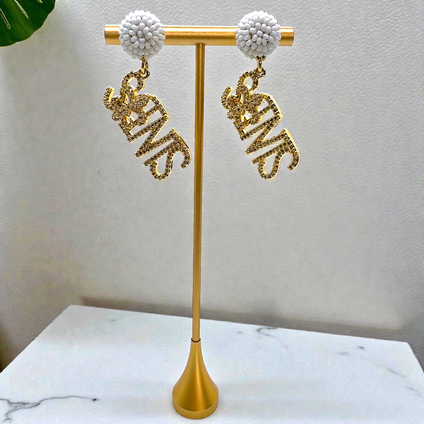 Louisiana Saints Earrings | Handmade New Orleans Saints Jewelry | NOLA Fan Earrings