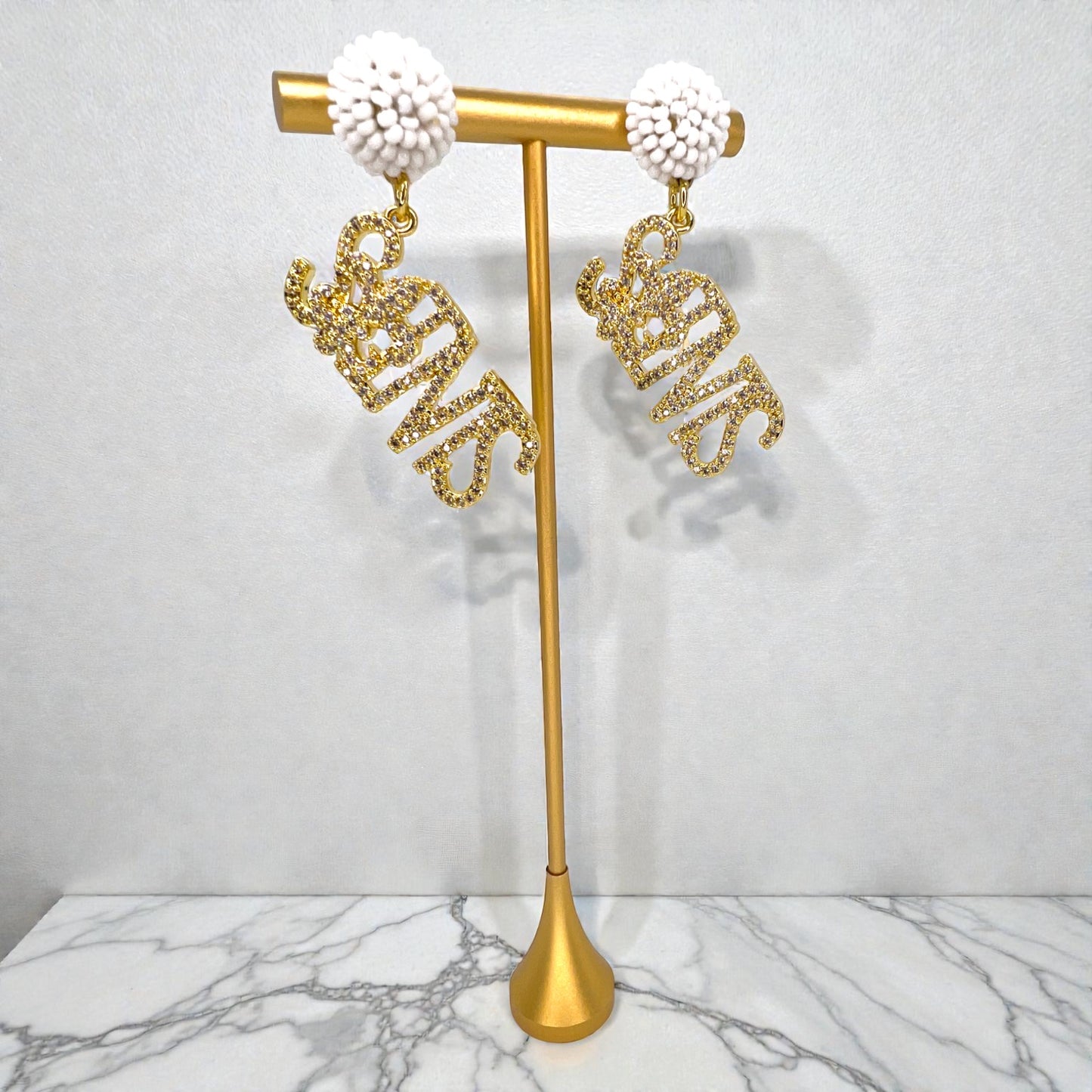 Louisiana Saints Earrings | Handmade New Orleans Saints Jewelry | NOLA Fan Earrings