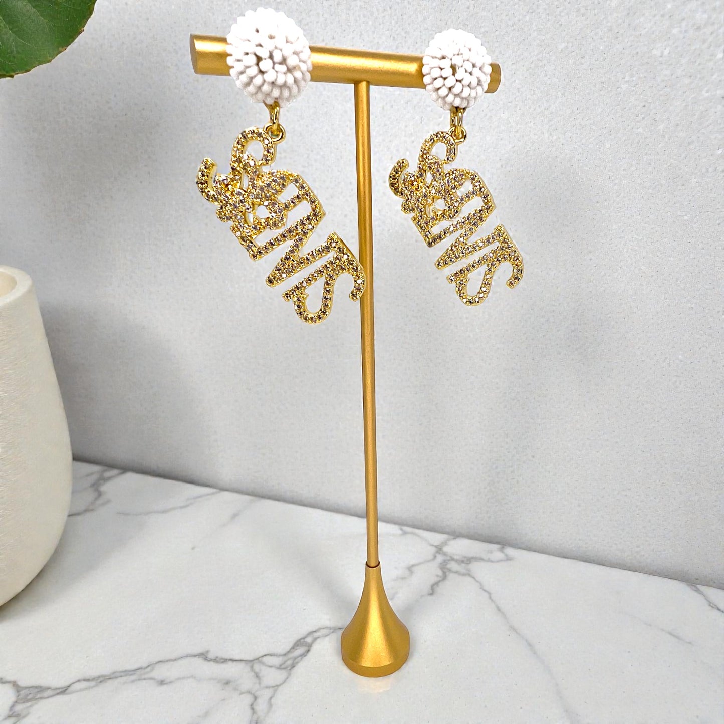 Louisiana Saints Earrings | Handmade New Orleans Saints Jewelry | NOLA Fan Earrings