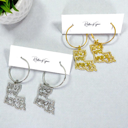 Louisiana Saints Rhinestone Hoop Earrings – Sparkly NOLA Fan Jewelry | Heart of Louisiana