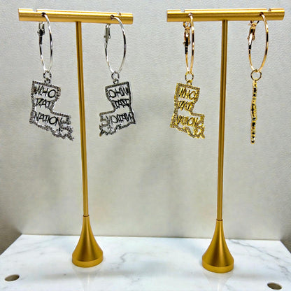 Louisiana Saints Rhinestone Hoop Earrings – Sparkly NOLA Fan Jewelry | Heart of Louisiana