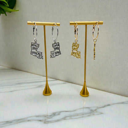 Louisiana Saints Rhinestone Hoop Earrings – Sparkly NOLA Fan Jewelry | Heart of Louisiana