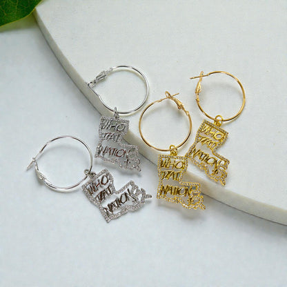 Louisiana Saints Rhinestone Hoop Earrings – Sparkly NOLA Fan Jewelry | Heart of Louisiana