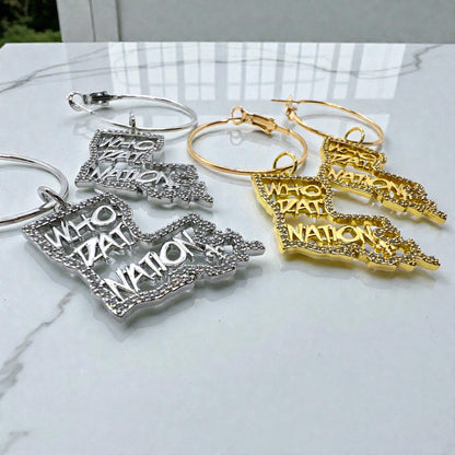 Louisiana Saints Rhinestone Hoop Earrings – Sparkly NOLA Fan Jewelry | Heart of Louisiana