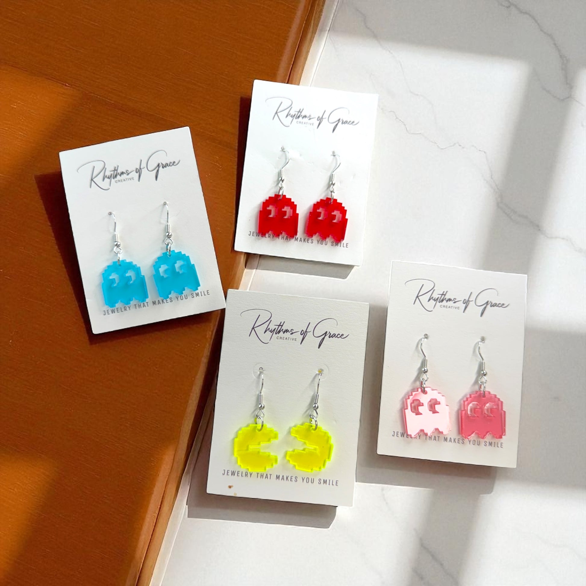 PAC-MAN Party Earrings Set - Embrace 80's Retro with Handmade Dangle Fun! - Rhythms of Grace Creative