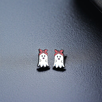 Spooktacular Retro Ghost Stud Earrings 👻