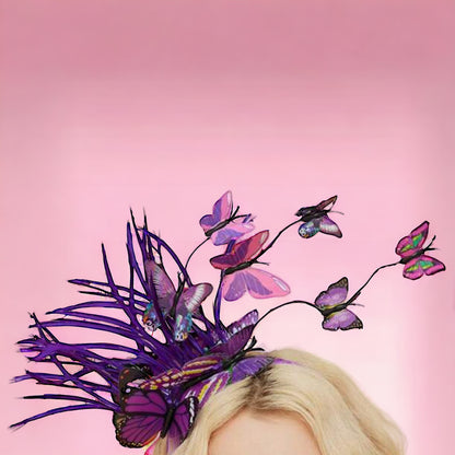 Butterfly Bliss Headband: Flaunt Your Wings This Mardi Gras! 🦋 Purple Headpiece