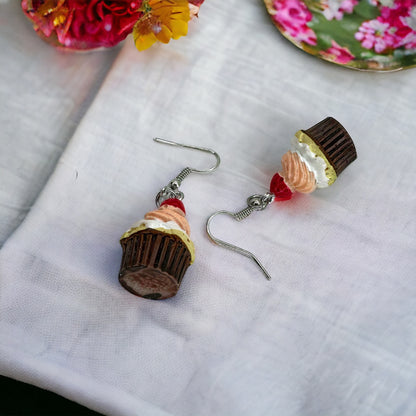 Cupcake Earrings - Birthday Earrings, Handmade Jewelry, Cupcake Jewelry, Food Earrings, Cake Earrings, Pastry Chef