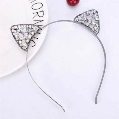 Rhinestone Cat Eats Headband - Rhinestone Headband, Rhinestone Headpiece, Cat Headpiece, Bachelorette Party, Bridal Shower - Rhythms of Grace Creative
