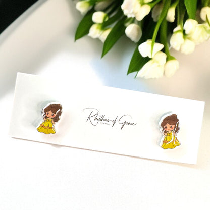 Enchanting Cartoon Princess Stud Earrings - Sparkle Like Royalty! 👑