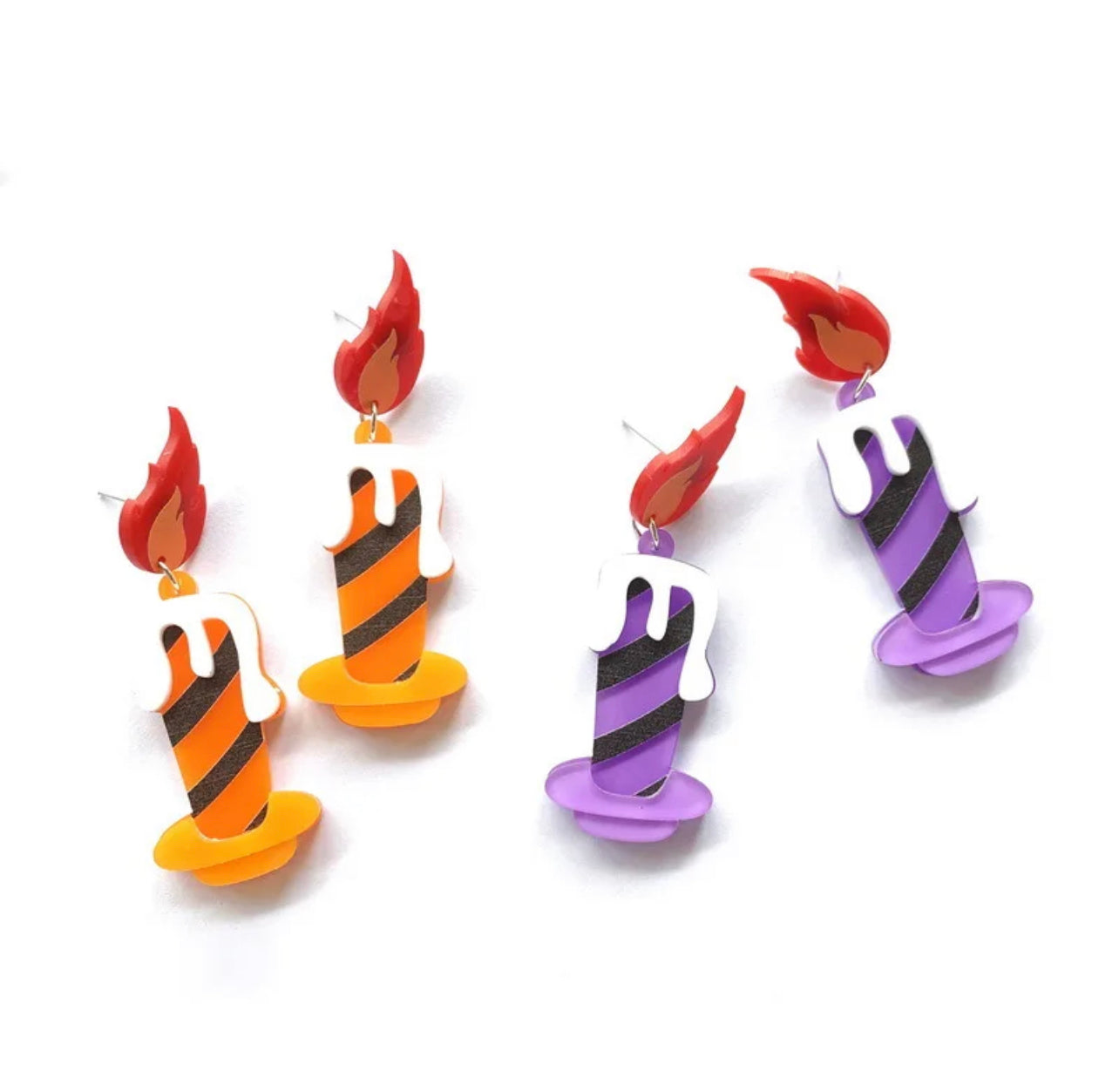 Halloween Candle Earrings - Handmade Acrylic Earrings with Stainless Steel Posts - Rhythms of Grace Creative