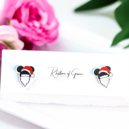 Festive Fun: Christmas Mouse Ears Stud Earrings - Perfect for Holiday Cheer!