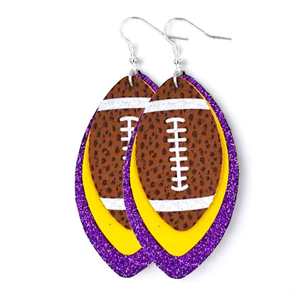 Touchdown Chic: LSU Tigers Double Color Football Earrings!