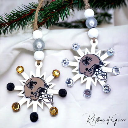 Saintsational Holiday Cheer: Handmade New Orleans Saints Snowflake Ornament!