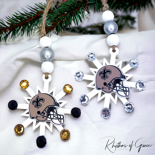Saintsational Holiday Cheer: Handmade New Orleans Saints Snowflake Ornament!