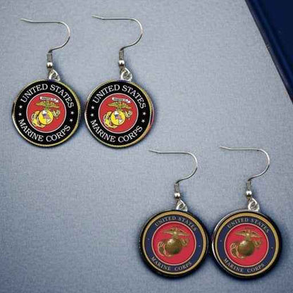 Military Mom Marvels: Marines Cabochon Dangle Earrings!