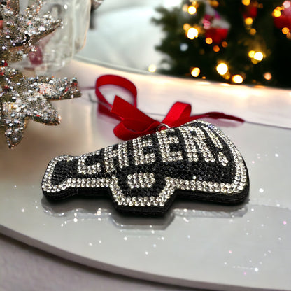 Personalized Rhinestone Cheerleader Christmas Ornament - Handcrafted Holiday Decor - Perfect Stocking Stuffer - Rhythms of Grace Creative
