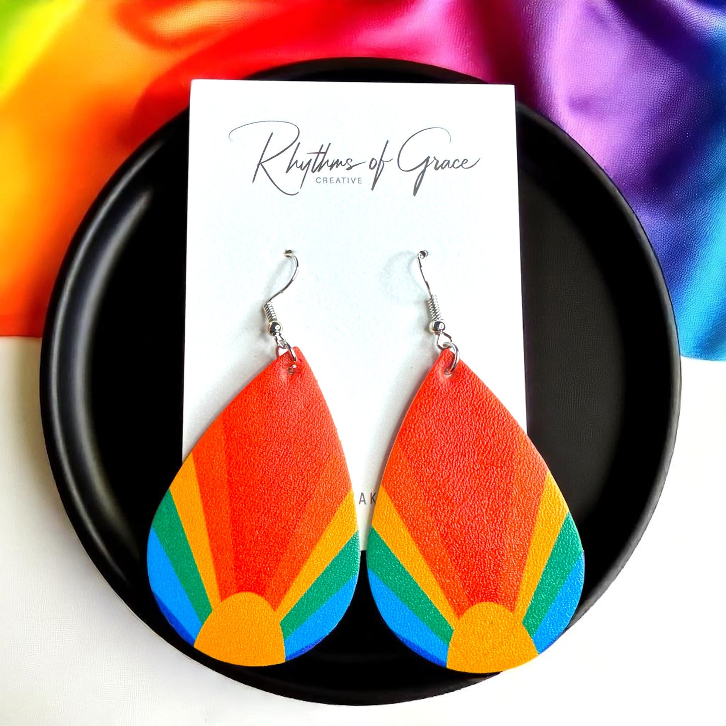 Colorful Vibes: Rainbow Teardrop Dangle Earrings for Every Festival & Everyday Adventure!