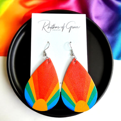 Colorful Vibes: Rainbow Teardrop Dangle Earrings for Every Festival & Everyday Adventure!