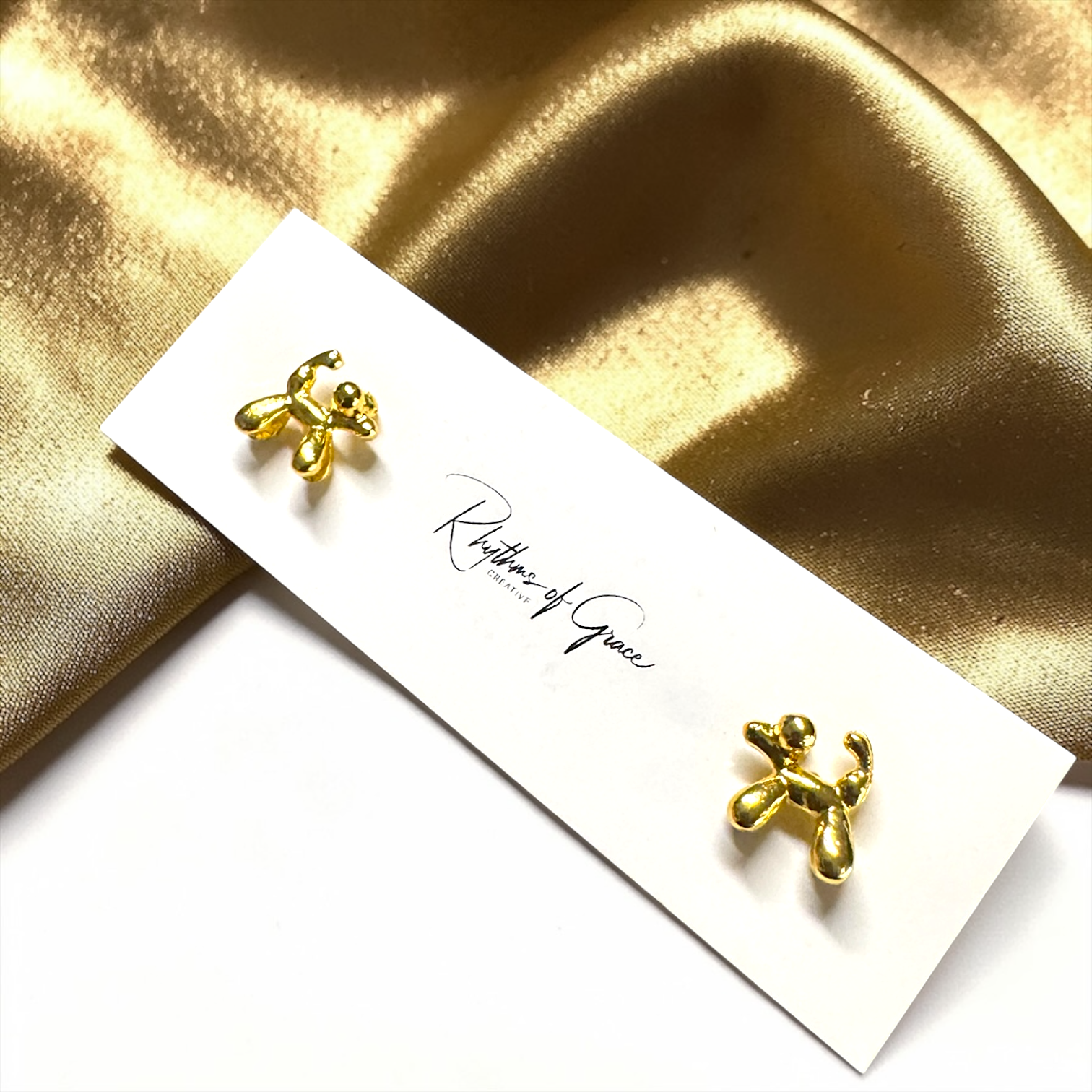 Gold Balloon Dog Stud Earrings | Tiny Dainty Mardi Gras Jewelry | Minimalist Gold Animal Earrings | Lightweight Studs for Kids & Adults
