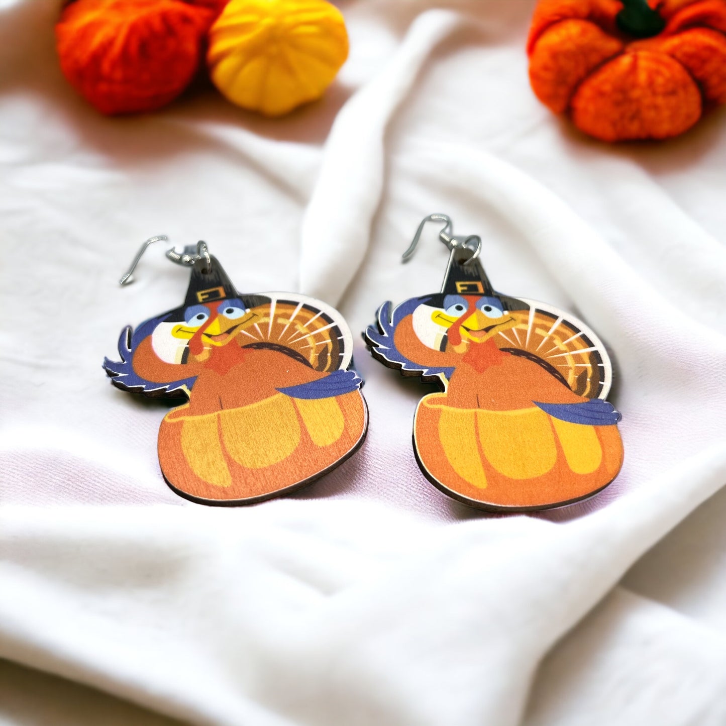 Turkey Earrings - Thanksgiving Earrings, Thanksgiving Accessories, Turkey Trot, Thanksgiving Turkey Earrings - Rhythms of Grace Creative