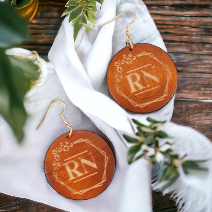Wooden Registered Nurse Earrings - Celebrate with Style!