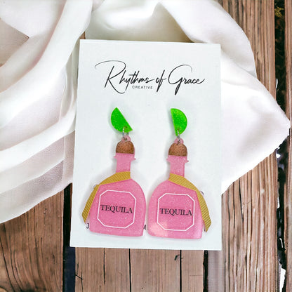 Tequila Earrings - Tequila Shots, Margarita Accessories, Mexican Fiesta, Happy Birthday, Cinco de Mayo