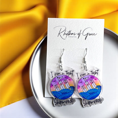Shipwreck Earrings – “I Run a Tight Shipwreck” 🌊 - Rhythms of Grace Creative
