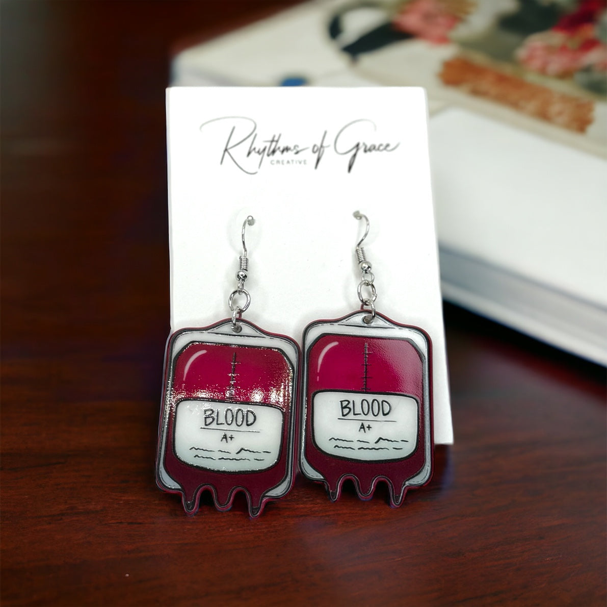 Blood Bag Dangle Earrings - Quirky and Unique Statement Jewelry for Medical Enthusiasts
