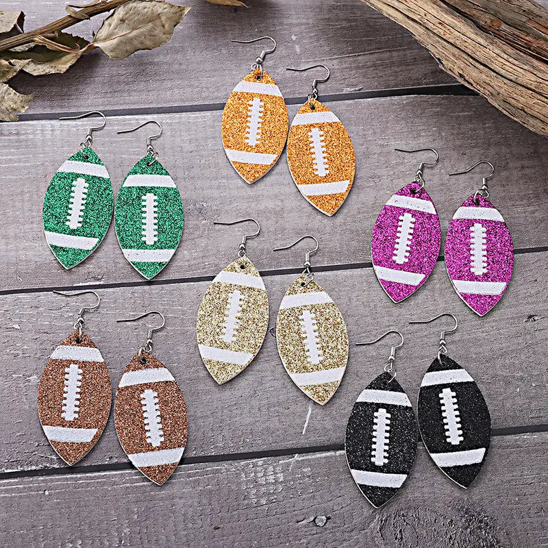 Score Big with Sparkle! Glitter Football Dangle Earrings 🏈