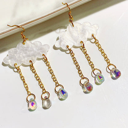 Sparkle in the Rain: Crystal Raindrop Cloud Earrings – Lightweight & Stunning!
