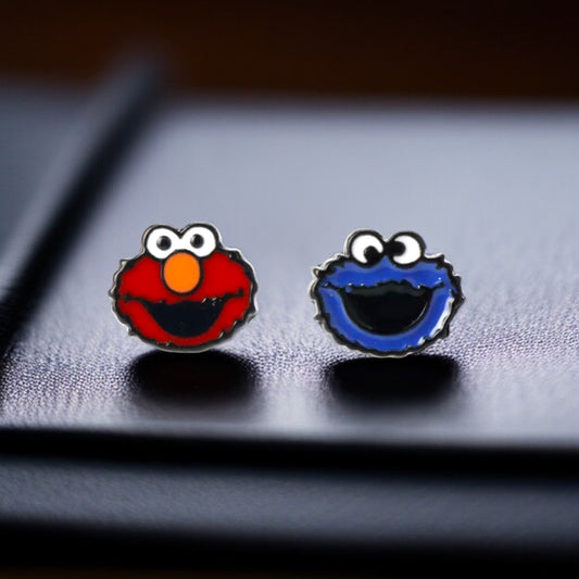 Monster Mash-Up: Colorful Elmo & Cookie Monster Stud Earrings!