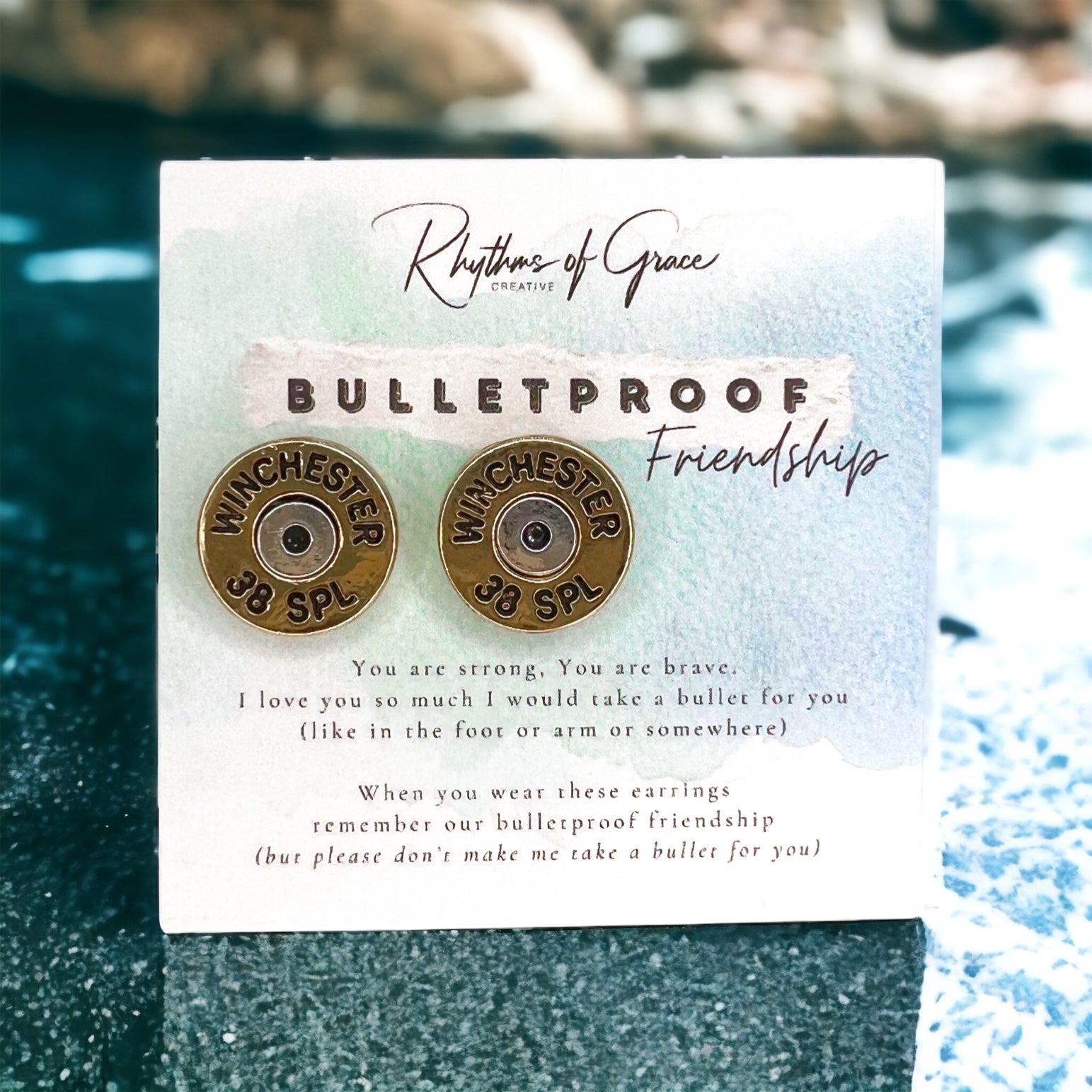 Bulletproof Friendship Earrrings - Bullet Studs, Friendship Gift, Bullet Earrings, Friendship Earrings - Rhythms of Grace Creative