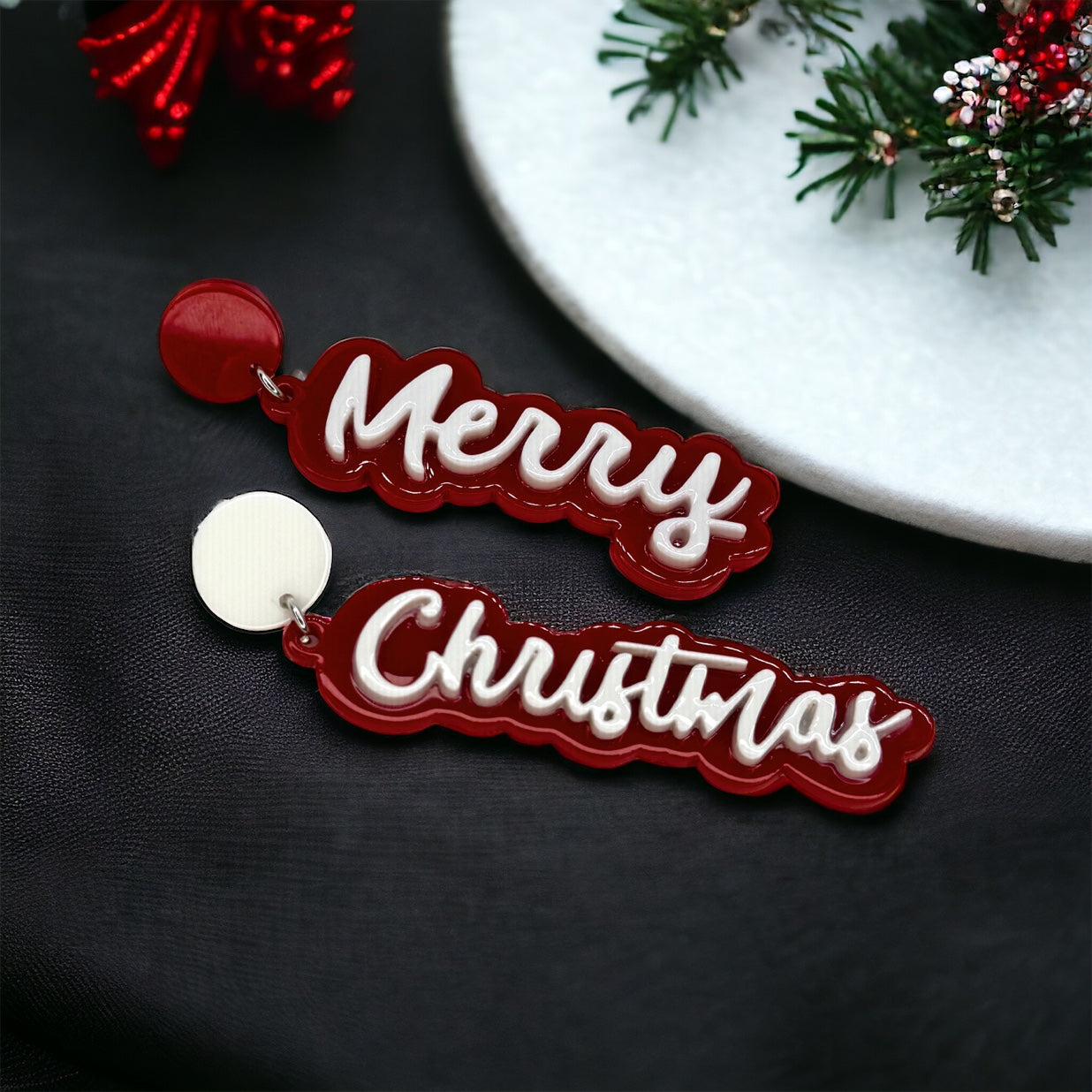 Christmas Earrings - Naughty or Nice, Red and Green Earrings - Rhythms of Grace Creative