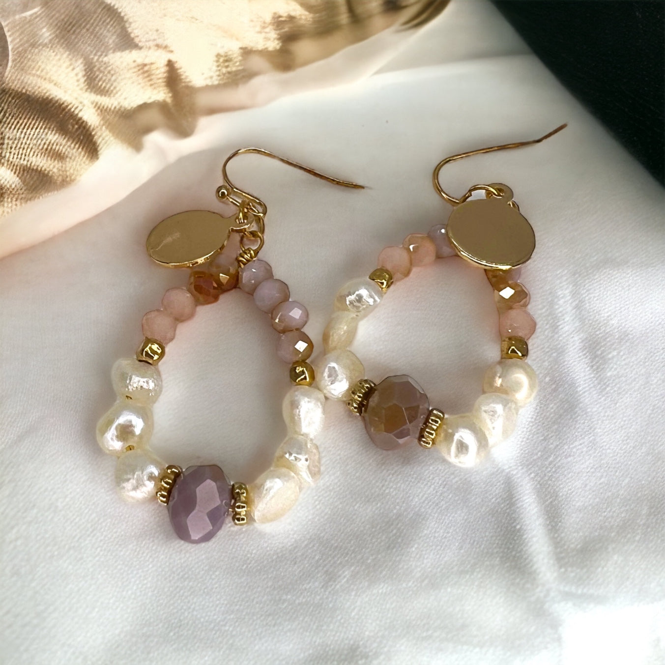 Delicate Beaded Earrings - Delicate Earrings, Gold Earrings, Bead Earrings, Blue Stones, Black Stones, Topaz Earrings - Rhythms of Grace Creative