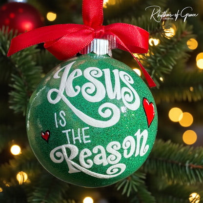 Jesus Is the Reason – Hand-Painted Christmas Ornament