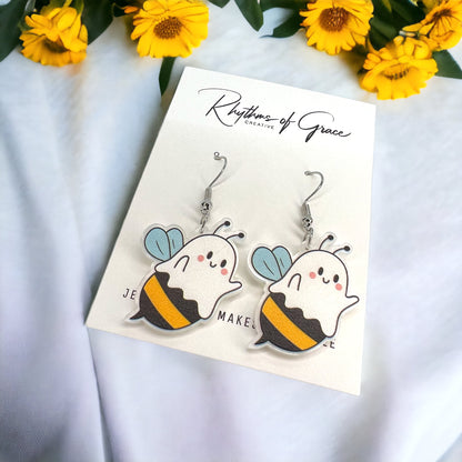 Boo Bees Earrings: Your Spooktacular Halloween Accessory! 👻🐝 - Rhythms of Grace Creative