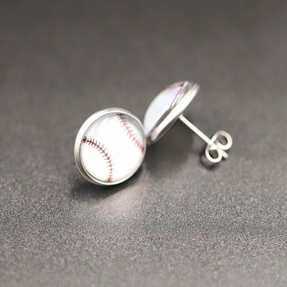 Hit a Style Home Run with Baseball Cabochon Stud Earrings! ⚾️