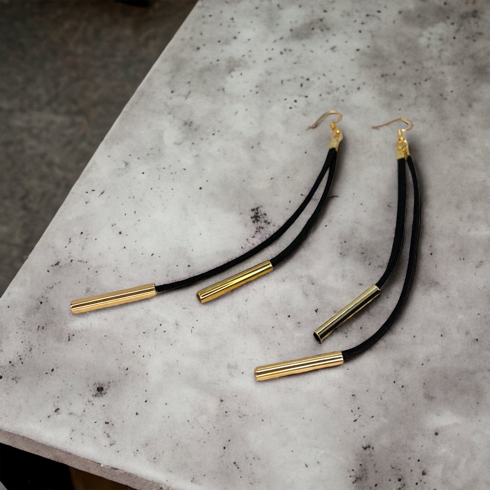 Black Fringe Earrrings - Black and Gold, Friendship Gift, Black Earrings, Dangle Earrings - Rhythms of Grace Creative