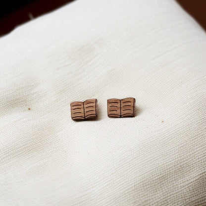 Wooden Book Club Stud Earrings - A Novel Touch to Your Style!