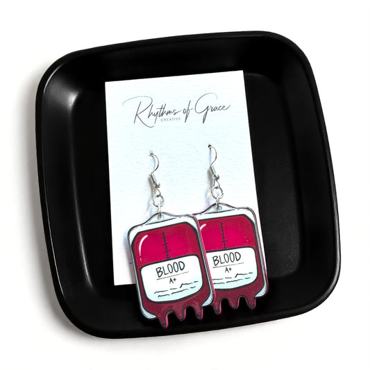 Blood Bag Dangle Earrings - Quirky and Unique Statement Jewelry for Medical Enthusiasts