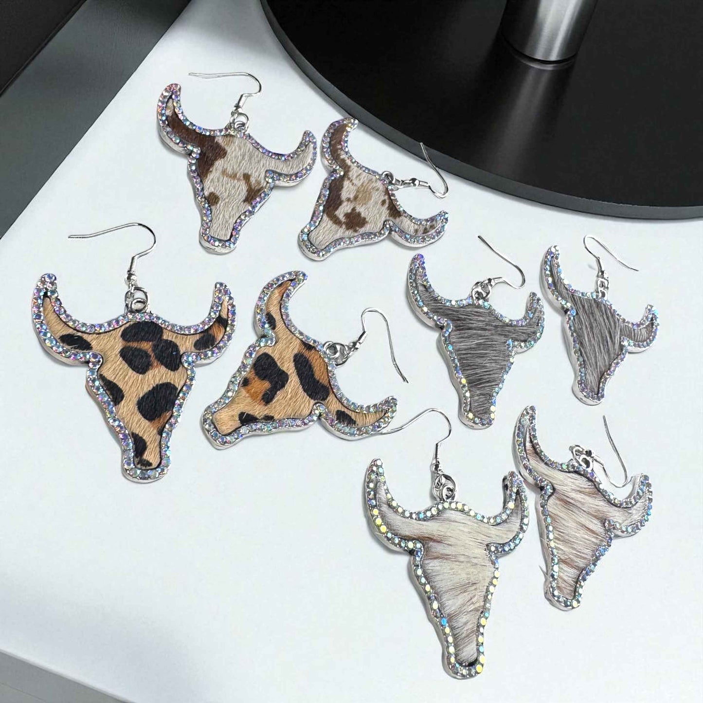 Giddy Up Glam: Rhinestone Longhorn Dangle Earrings