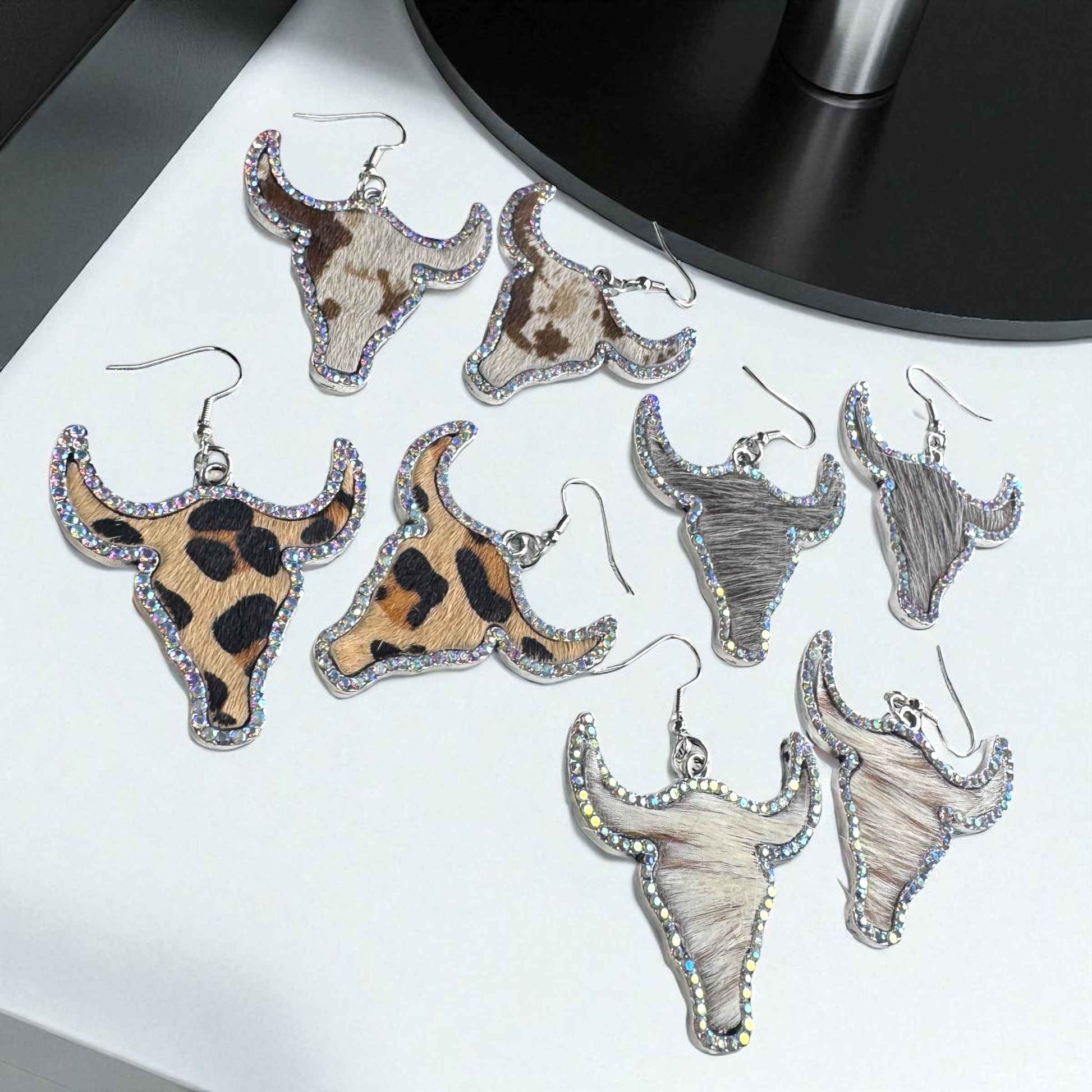 Giddy Up Glam: Rhinestone Longhorn Dangle Earrings