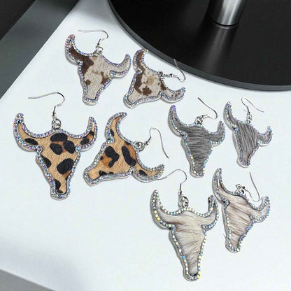 Giddy Up Glam: Rhinestone Longhorn Dangle Earrings