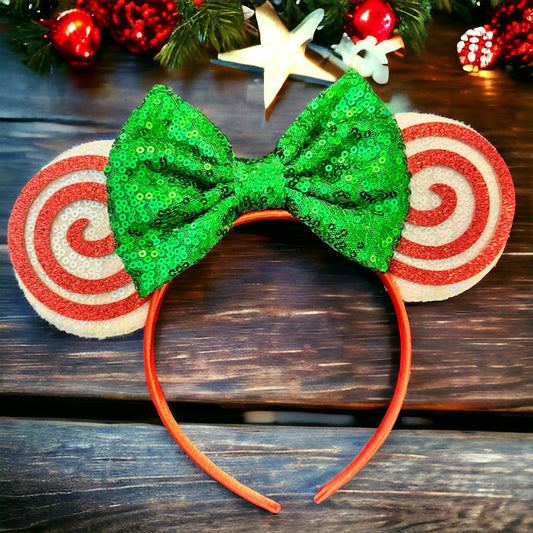 Festive Christmas Mouse Ears Headbands – Festive Swirl & Holiday Cheer!